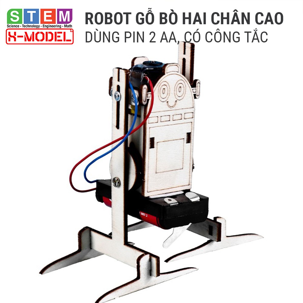 Robot gỗ bò hai chân cao đồ chơi STEM sáng tạo cho bé ST98 XMODEL, Đồ chơi cho bé DIY| Giáo dục STEM, STEAM