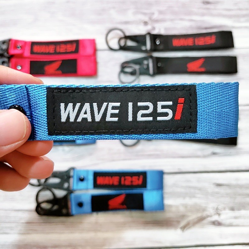 Móc khoá dây cho Honda Wave 125i  ..... Móc bằng thép không gỉ , logo vải thêu