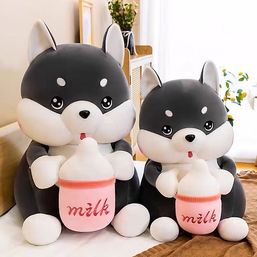 Gấu bông chó ôm bình sữa 40cm