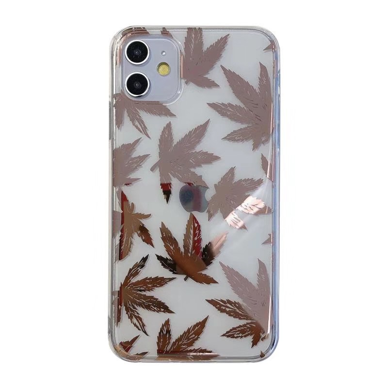 Golden hemp leaf Ốp lưng điện thoại iPhone11 Ốp lưng 11Promax 7Plus 7 8 8 X XR XSmax SE2020 Ốp lưng điện thoại Iphone vỏ mềm