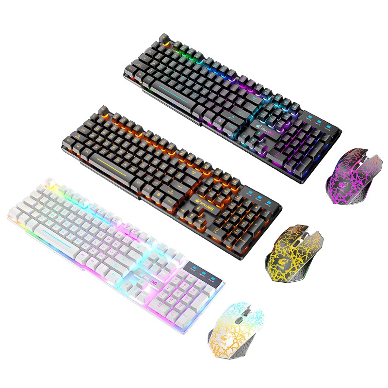 Wili 2.4G Wireless Gaming Keyboard and Mouse Set Colorful LED Breathing Light Keypad