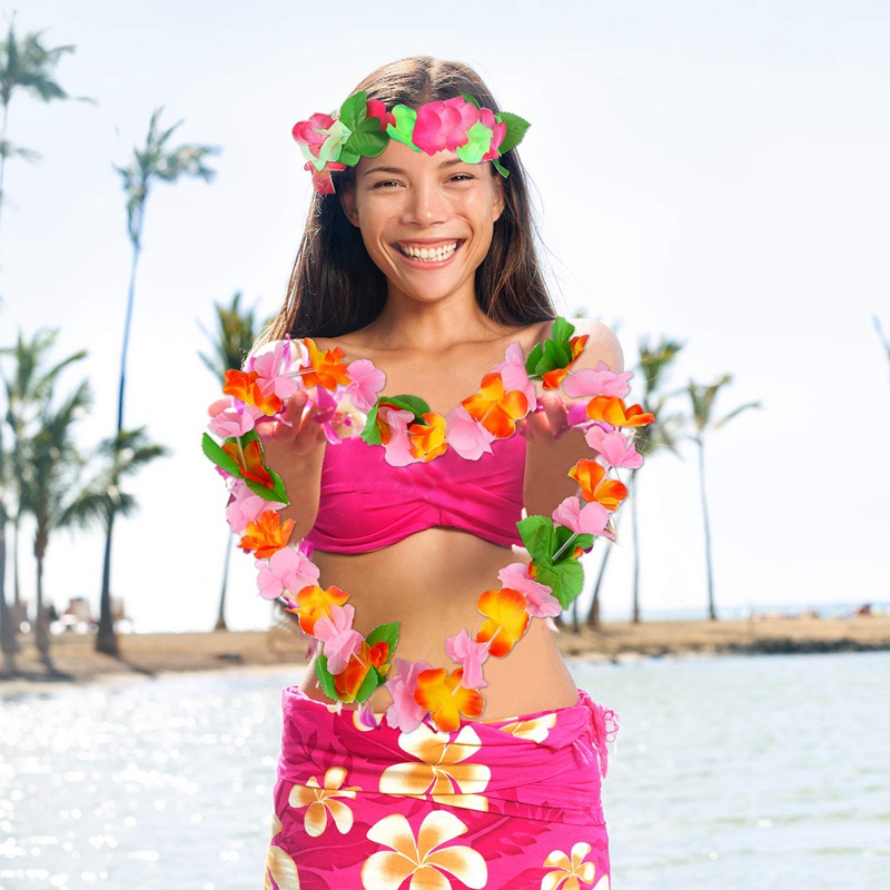 Bộ 4 Vòng Hoa Phong Cách Hawaii Thời Trang Cho Nữ