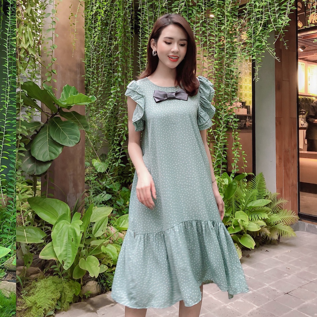 Đầm bầu ngắn tay M143 chất voan hai lớp thời trang thiết kế freesize từ 45 đến 70kg