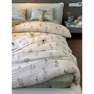 SET Chăn ga Cotton Living 4 Món BỘ SƯU TẬP HOA LÁ chăn ga gối đệm cao cấp