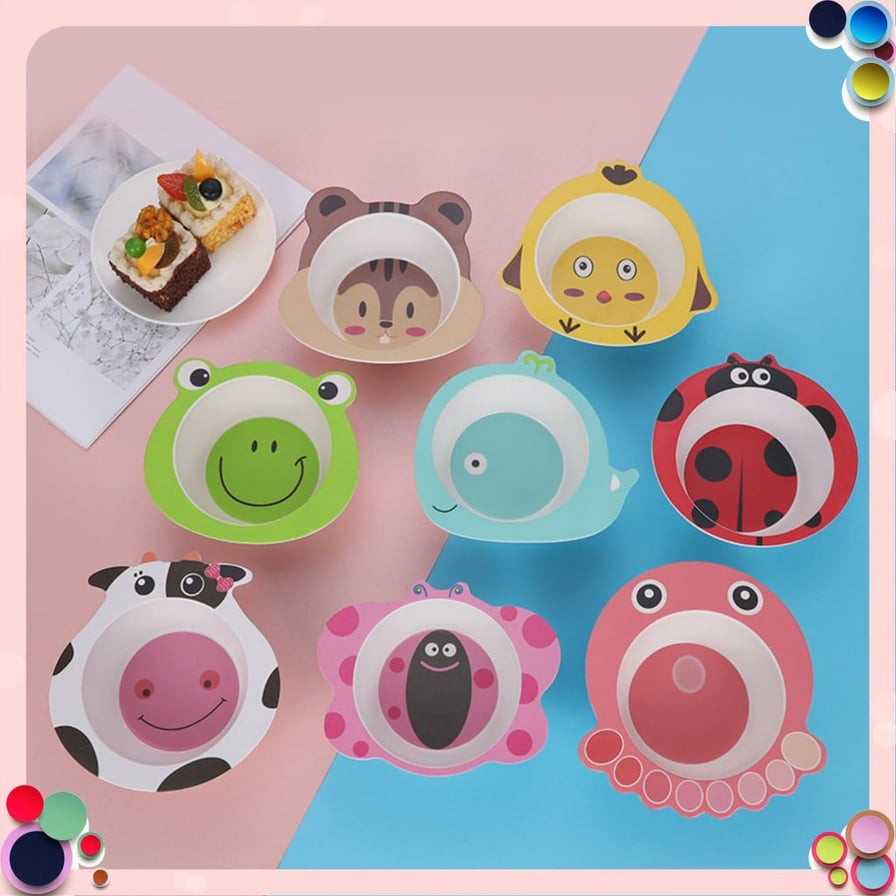 Bát ăn dặm sợi tre hình thú ngộ nghĩnh an toàn cho bé