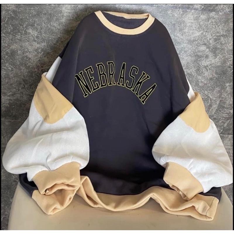 [Rẻ Vô Địch] Áo swt nỉ cổ tròn cotton tay bồng ------- ÁO NỈ NEBRASKA NHÁM TAY | BigBuy360 - bigbuy360.vn