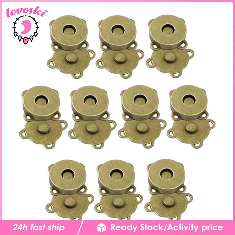 [Lovoski] Set 10 Cặp Khóa Cài Nam Châm DIY 14mm Dùng Để Làm Ví Xách Tay