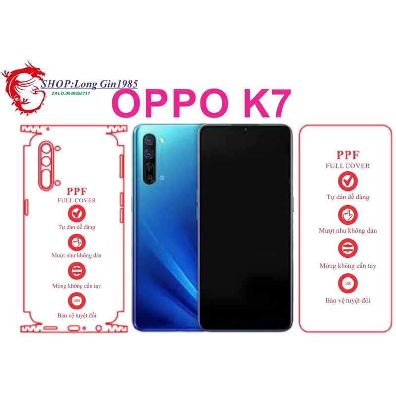 Oppo K7 miếng dán trong Ppf mặt sau và mặt trước chống va đập chống trầy xước