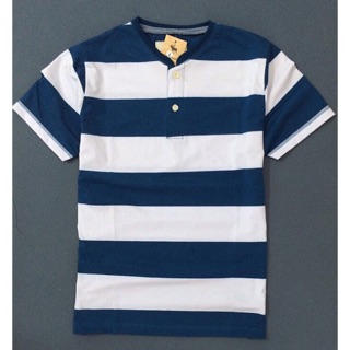 Áo thun cổ trụ ABERCROMBIE phối sọc thời trang - SIÊU HOT-4