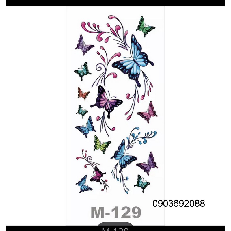 Hình xăm dán - tattoo sticker hình bướm kích thước 18.5 x 9cm