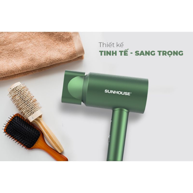 Máy sấy tóc SHD2315 công suất 2000W SUNHOUSE 2 màu xanh và xám 3 tốc độ gió sấy khô tạo kiểu nhanh chóng