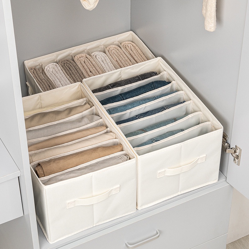 Hộp Vải Đựng Quần Áo  BELLEVIE Hộp Vải Chia Ngăn Đựng Quần Jeans Áo Sơ Mi Áo Thun Đồ Lót Gấp Gọn Tiện Lợi Hàng VNXK