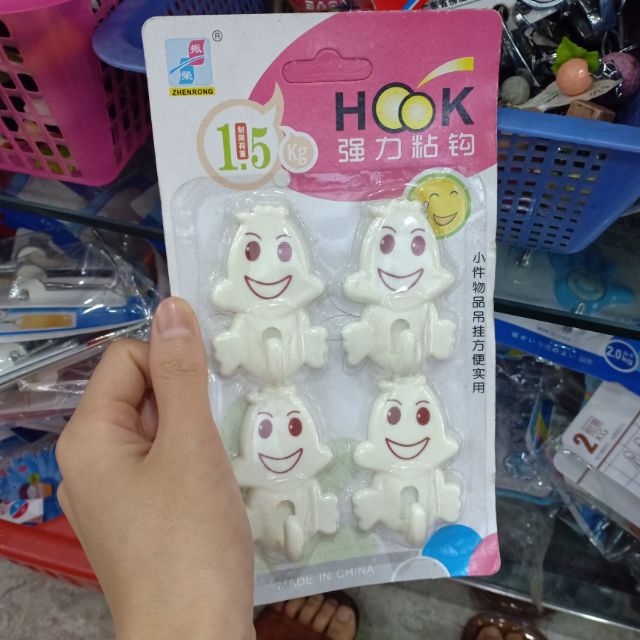 Móc Dán Tường Siêu Chắc 4 móc 1 Vỉ