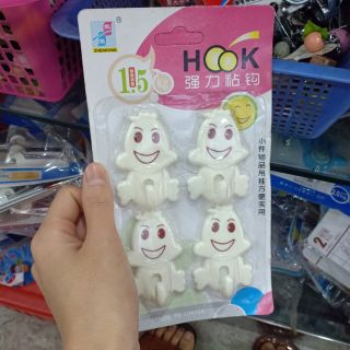 Móc dán tường siêu chắc 4 móc 1 vỉ