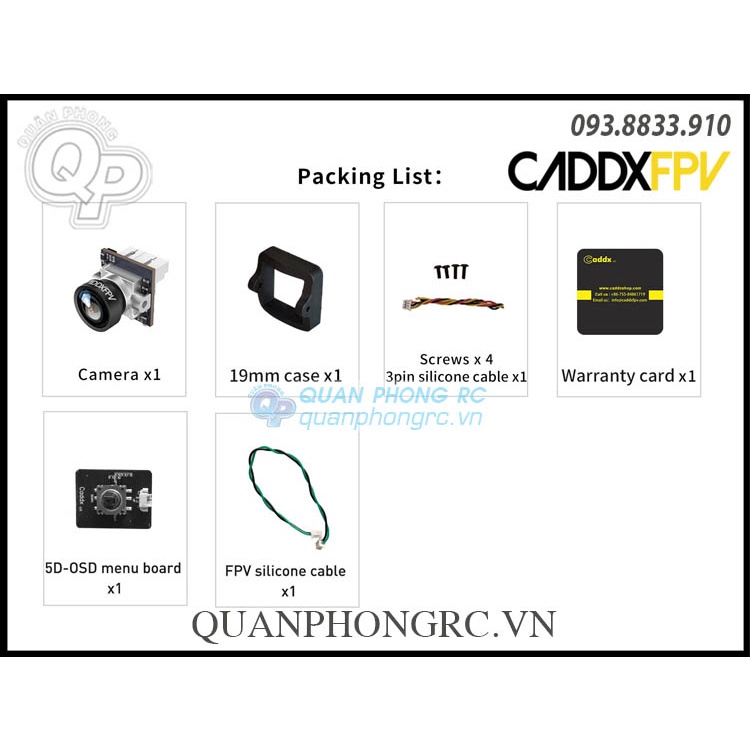 Camera Caddx Ant 1200TVL Ultra Light Global WDR With OSD Nano FPV Camera (16:9)