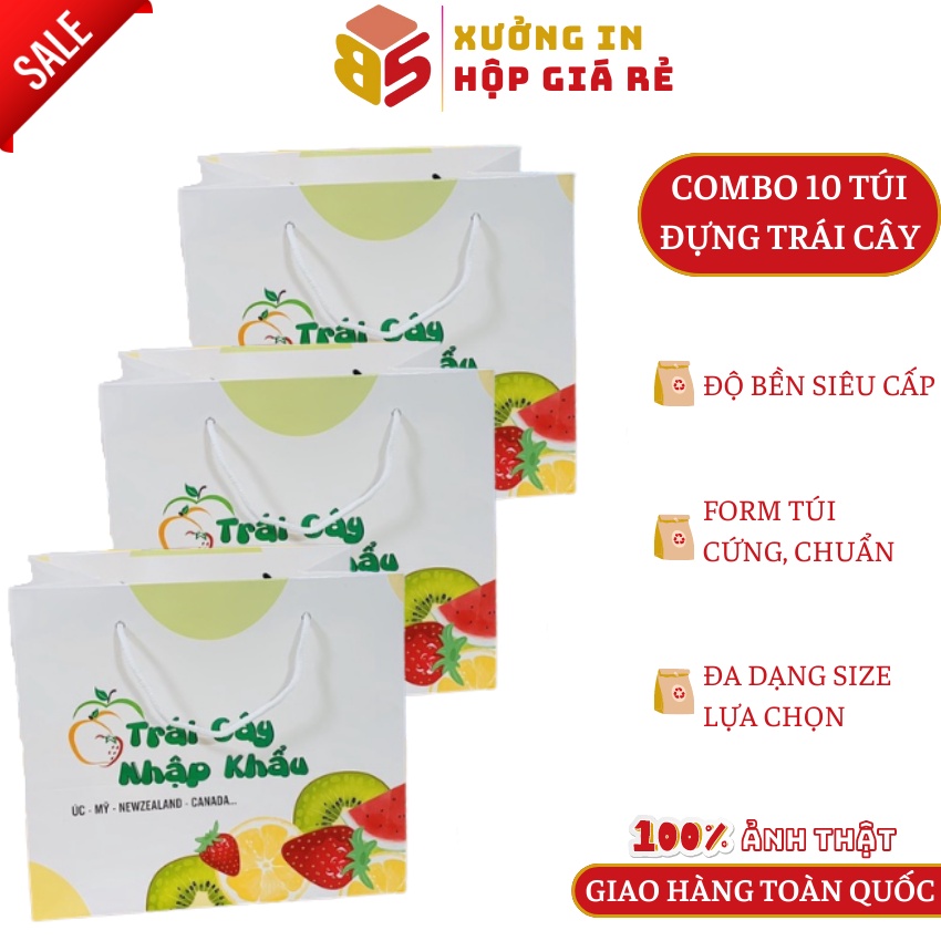 Combo 10 Túi đựng hoa quả trái cây ⚡ CỰC ĐẸP ⚡ túi đựng hoa quả chất liệu Ivory 300, chịu lực, chống xước, chống nước