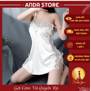 Váy ngủ lụa satin xẻ hông 2 bên, đầm nữ đan dây 2 hông Vn650
