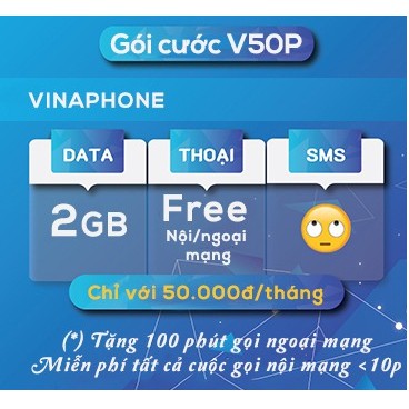 Sim ViNa V50P Miễn Phí Gói Tháng Đầu – Chỉ 50k được COMBO “Thoại + Data”