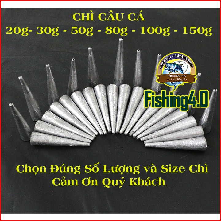 chì câu cá nhọn xuyên tâm 20g 30g 50g 60g 80g 100g 150g