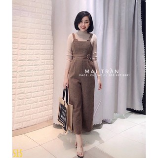 sét quần yếm nhung kèm áo len