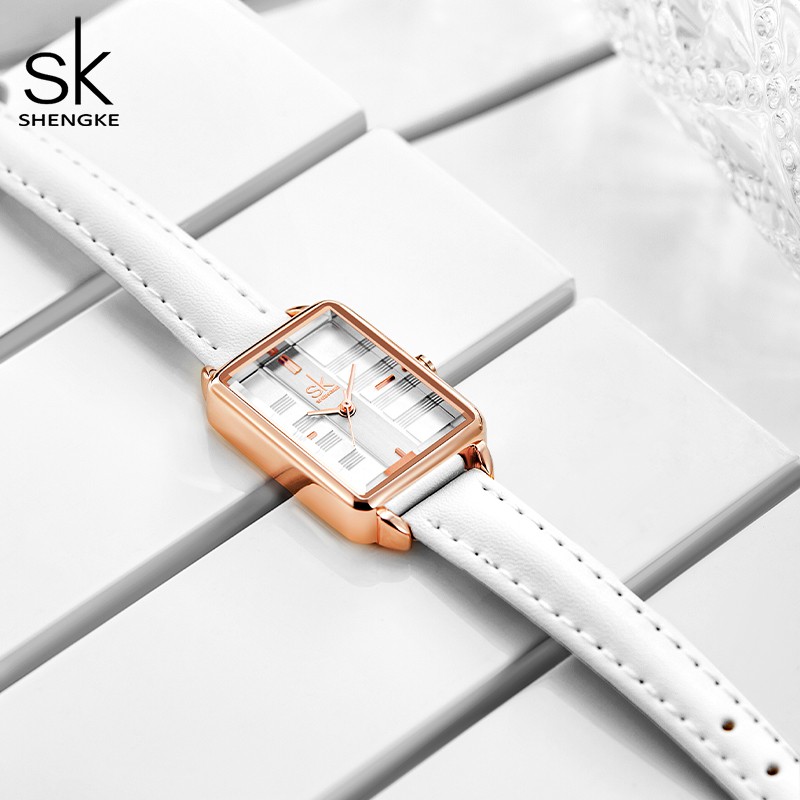 Đồng Hồ SHENGKE K0147 Thiết Kế Mặt Hình Chữ Nhật Dây Đeo Da Dành Cho Nữ | BigBuy360 - bigbuy360.vn