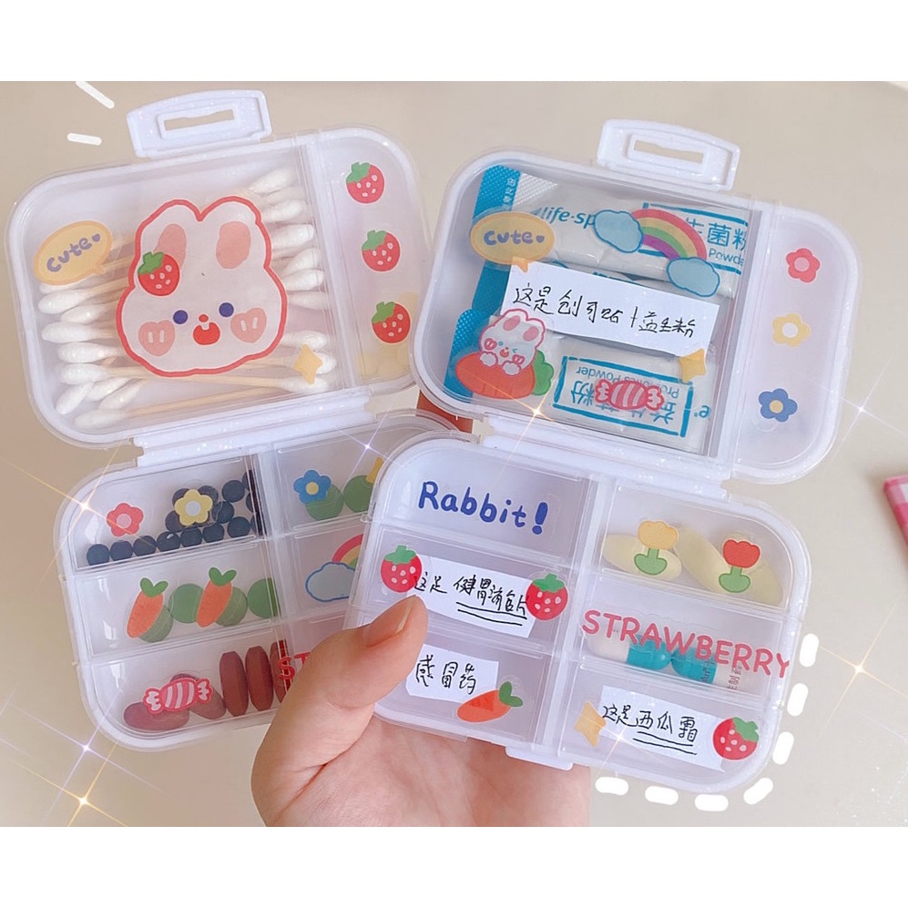 [Có sẵn] [Kèm Sticker]Hộp Đựng Thuốc Mini Bằng Nhựa Tiện Dụng Mang Theo Du Lịch