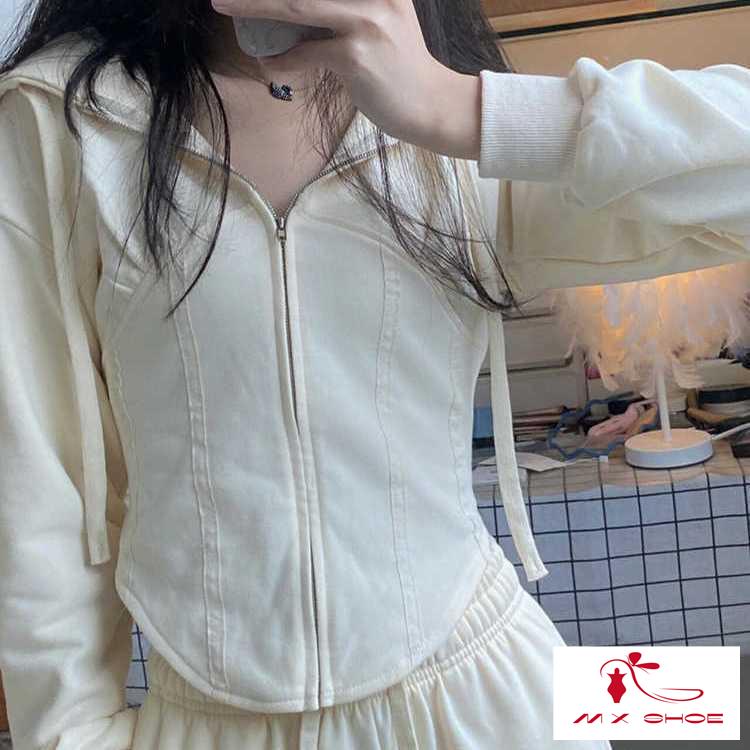 ~ Áo Khoác Có Mũ Trùm Khóa Kéo Phong Cách Mới 2022 Nhẹ Ôm Dáng Vừa Vặn Dễ Phối Đồ Cho Nữ