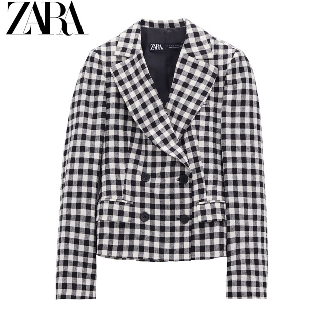 (Sẵn) Áo khoác brazer kẻ Zarra dư sịn