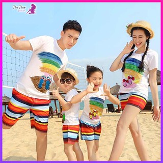 [ 𝗛𝗮̀𝗻𝗴 𝗤𝘂𝗮̉𝗻𝗴 𝗖𝗵𝗮̂𝘂] Set 1 Bộ Đồ Đi Biển Gia Đình, Cặp Đôi-Nhắn Cân Nặng Cho Shop.