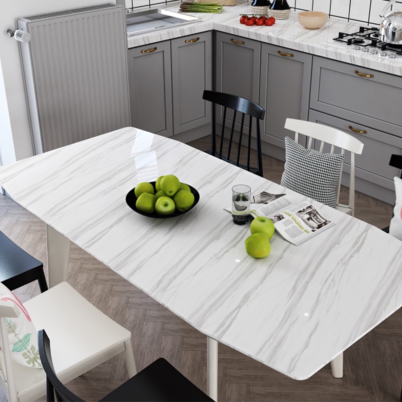 Giấy dán tường bếp giả vân đá 3D chịu nhiệt, Decal dán tủ, bàn, ghế, kệ tường bếp phòng ăn chống bám dầu mỡ