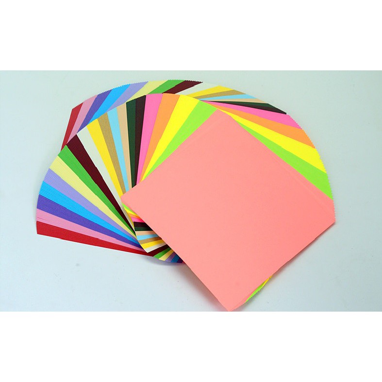 Giấy Chuyên Dụng Gấp Origami 8 Màu 80 Tờ15x15cm,20x20cm,25x25cm,30x30cm(1 Mặt Màu 1 Mặt Trắng)