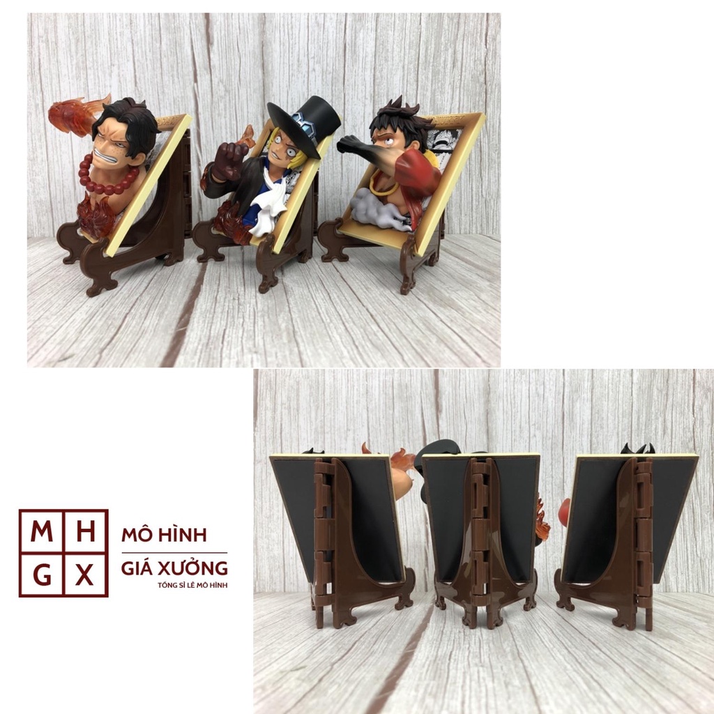 (Siêu Đẹp) Mô Hình khung ảnh 3D  Luffy ACE Sabo tặng kèm ( 1 Miếng dán Nam Châm + 1 giá kê + 1 miếng dán 3M) One Piece