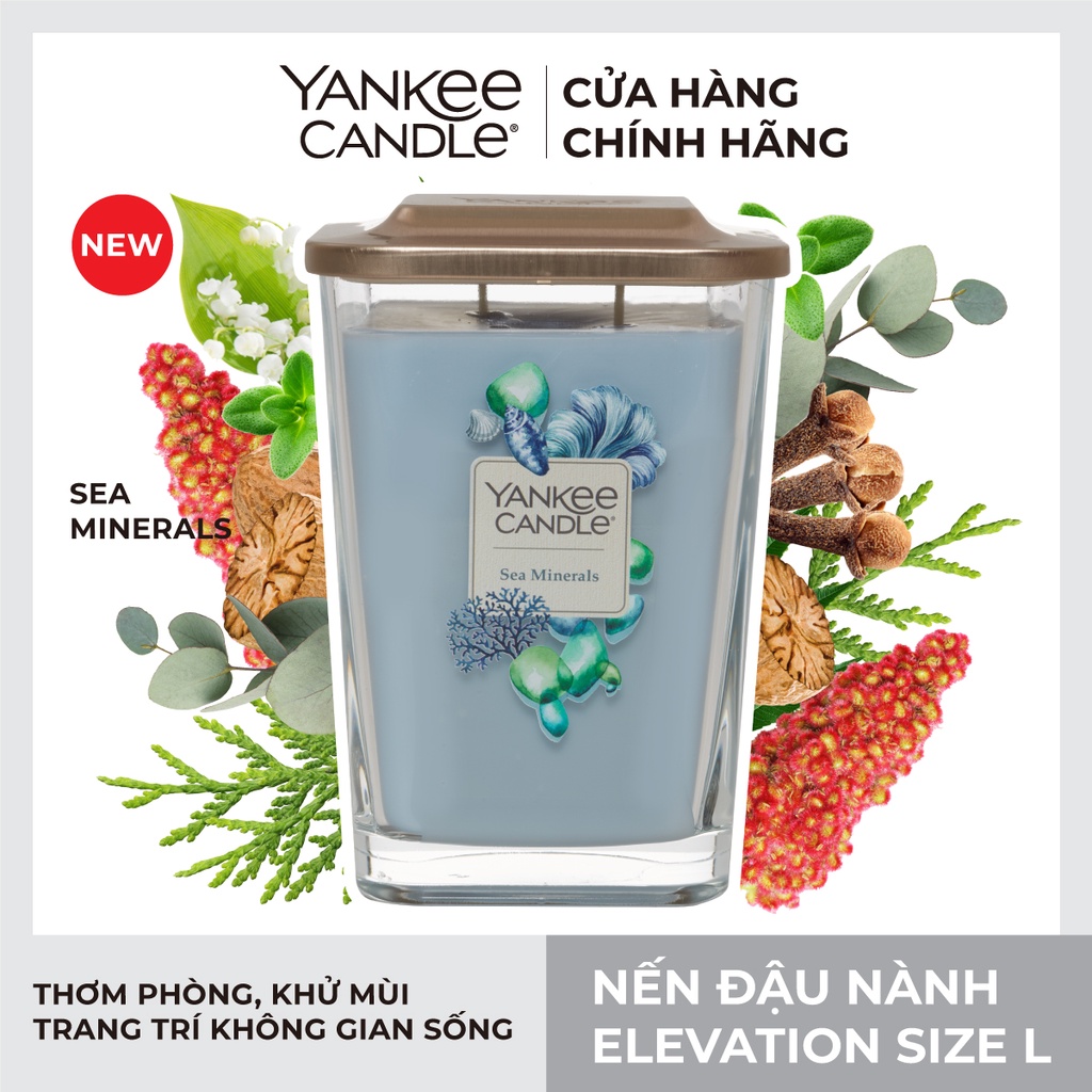 Nến ly vuông Elevation Yankee Candle size L - Sea Minerals (552g)