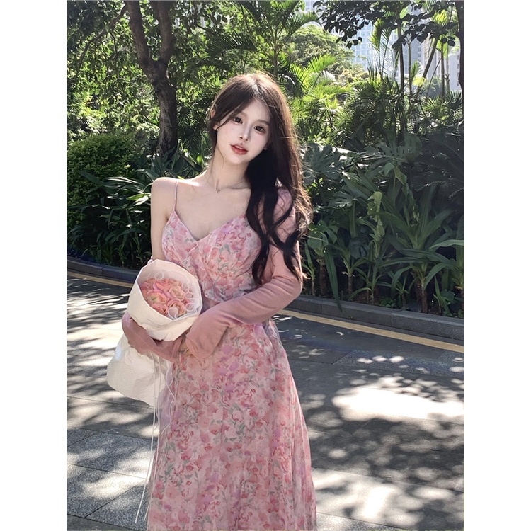 Váy 2 dây đi biển hoa maxi  LUHAZO đi chơi hở lưng dáng dài rộng bigsize kiểu sang chảnh Hàn Quốc 9667 DK1T3