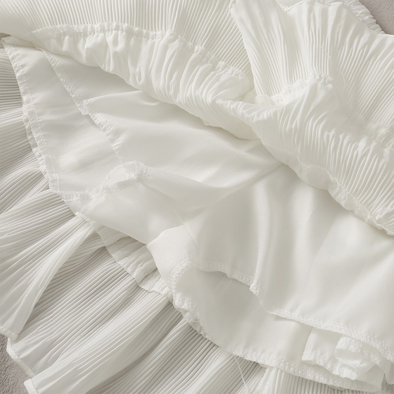 Chân váy ngắn 2 tầng xếp ly bồng bềnh ulzzang hai màu đen, trắng, chân váy ngắn 2 lớp vải voan | BigBuy360 - bigbuy360.vn