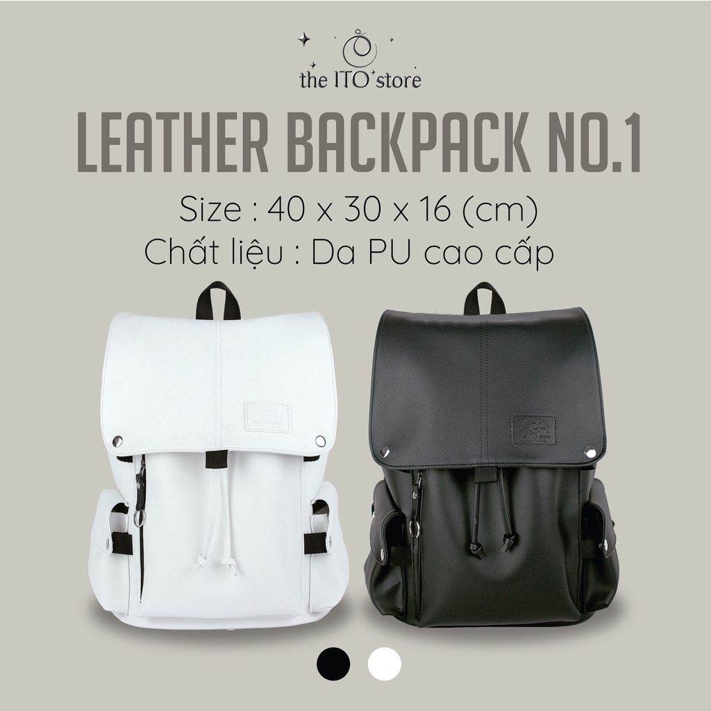 HỎA TỐC - ẢNH THẬT - Balo backpack da trắng đen No.1 - ITO LEATHER BACKPACK NO.1