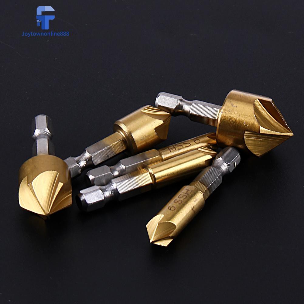 Joytownonline888ღ6pcs/set 90 Degree Metric Woodworking Countersink Drill Bit Countersink DrillღTools