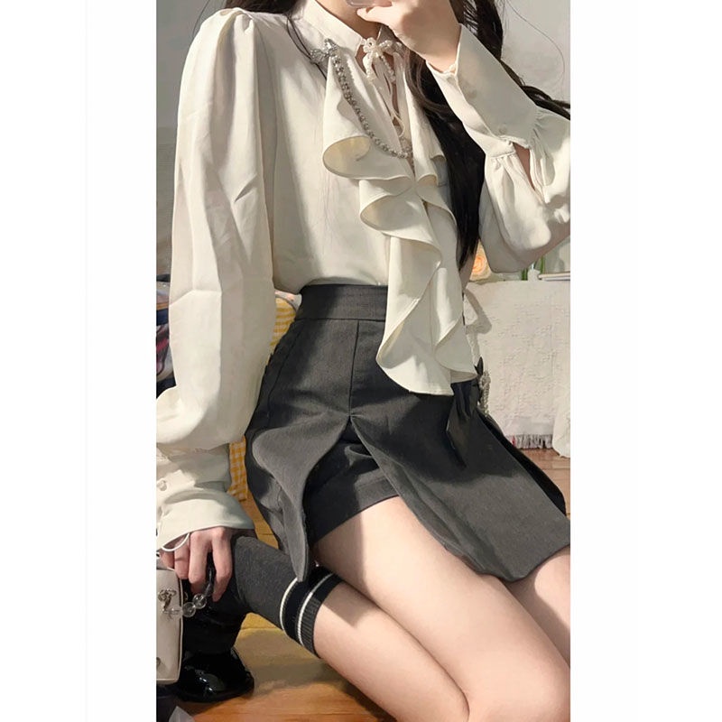 Áo Sơ Mi Culottes Hai Dây Màu Trơn Spicy Ngọt Ngào Mùa Hè Influencer Fried Street Can Be Salty Mặc Chuyên Nghiệp Khí Chất