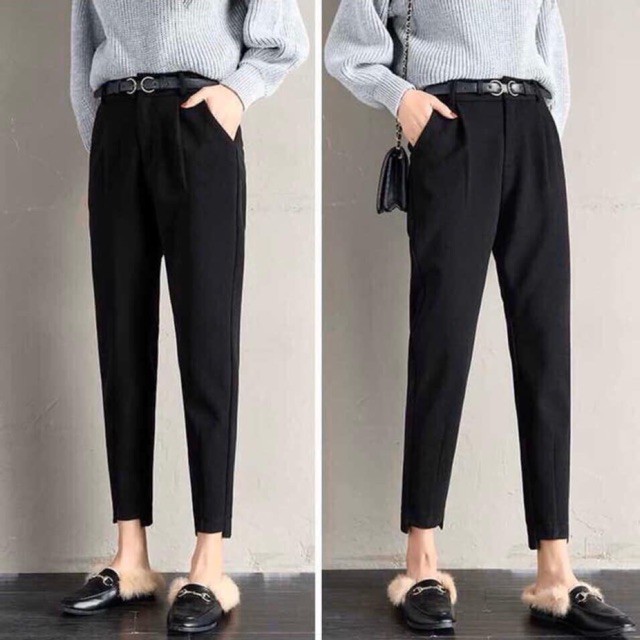 Quần  tây nữ công sở lưng cao - Gấu lệch - Khuy lệch - Chất vải TUYẾT MƯA mềm mại - Mặc đi làm đi học siêu xinh