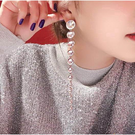 Bông tai pha lê ETRENDY dáng dài thanh lịch thích hợp đi tiệc