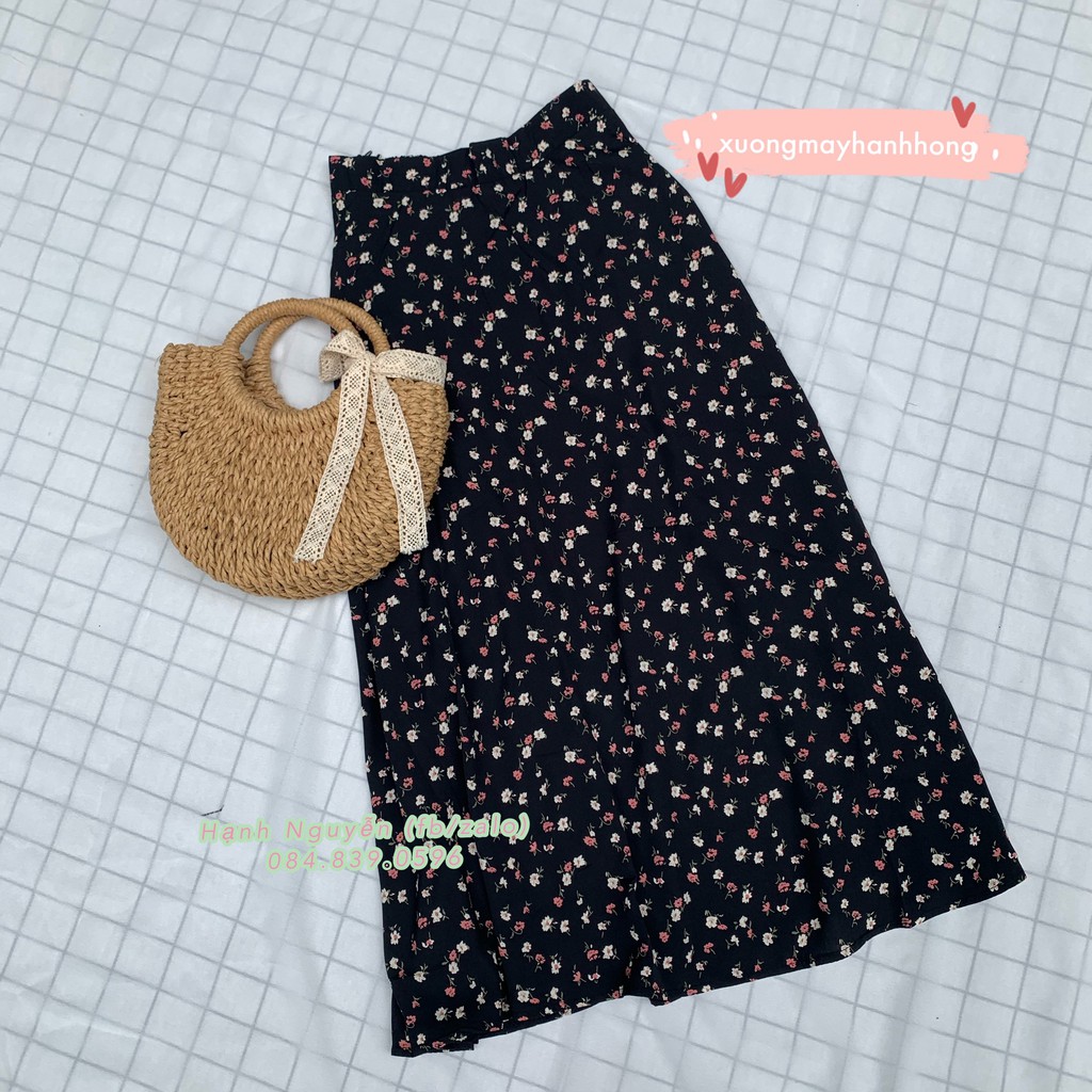Giá sỉ Chân váy hoa vintage chiffon Ulzzang hai lớp dáng dài