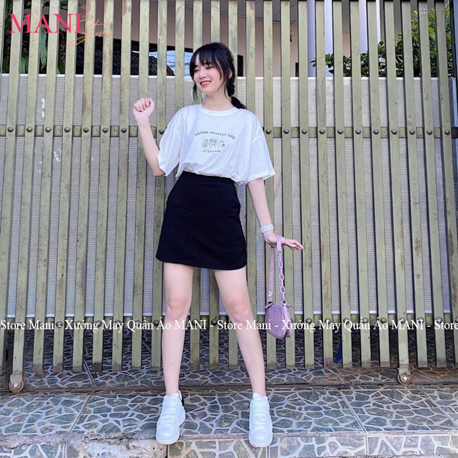 Chân váy chữ A ngắn màu đen cạp lưng cao có túi quần lót trong - Vải Umi hàn - Mặc đi làm công sở học chơi đẹp