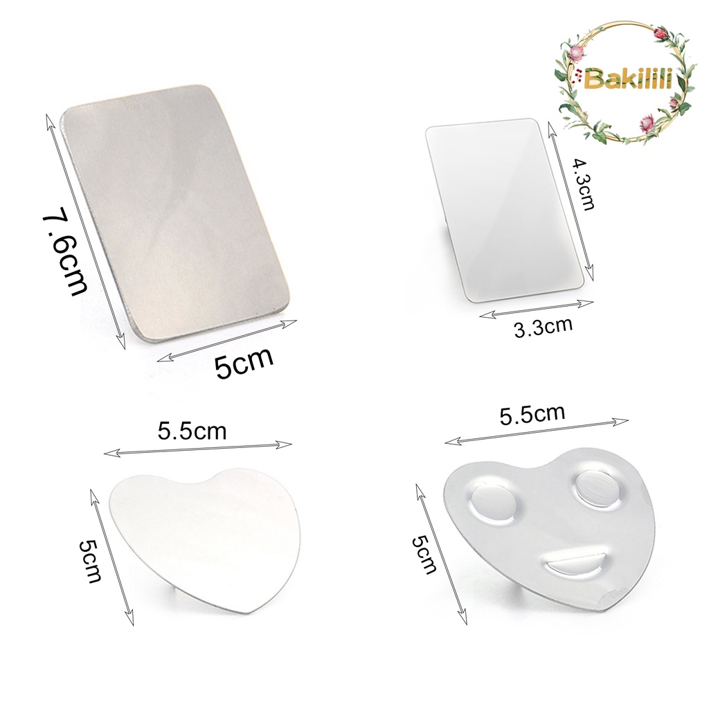 【BK】Makeup Mixing Palette Multifunctional DIY Stainless Steel Paint Palette Tray Mixing Rod Spatula Set for Beauty