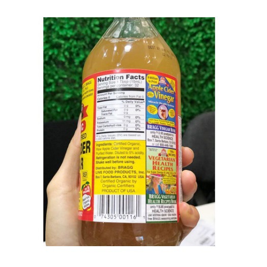Giấm táo Bragg - Apple Cider Vinegar  473ml -946ml