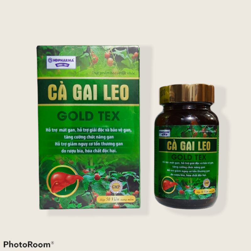 Viên uống giải độc gan CÀ GAI LEO GOLD TEX - Giúp giải độc gan, hạ men gan hộp 50 viên