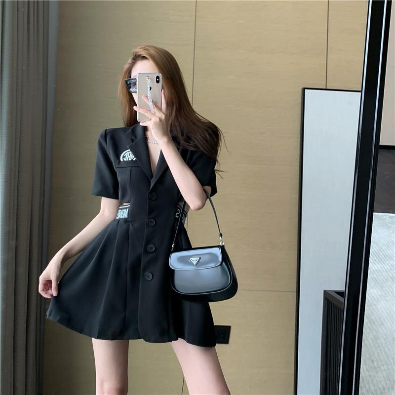 Đầm Tay Ngắn Dáng Chữ A In Chữ Thời Trang Mùa Hè Cho Nữ