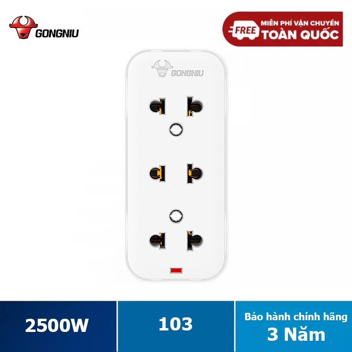 Ổ Cắm Điện Mini Gongniu 3 Ổ – 10A/250/2500W – Trắng – Chính Hãng - 103