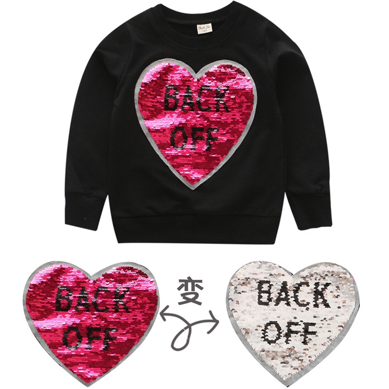 Áo sweater tay dài đính kim sa màu sắc thay đổi độc đáo thời trang cho bé gái 2021