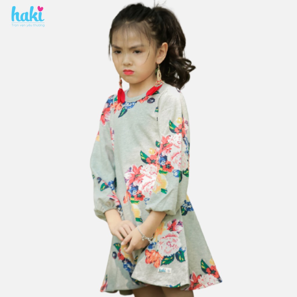 Đầm bé gái_Váy hoa Peony HK486 HAKI (Màu xám)