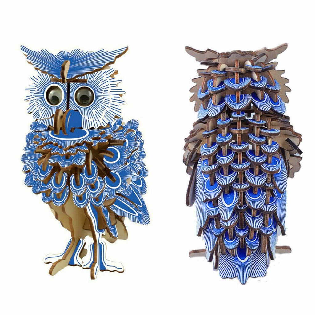 New 3d wooden owl puzzle jigsaw woodcraft kit toy model diy construction bird